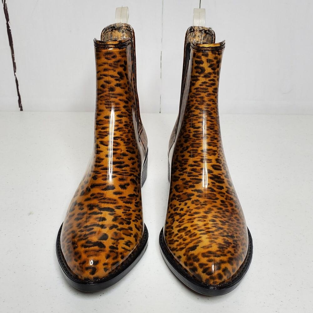 Jeffrey Campbell Stormy Leopard Havana Last Chelsea Rain Booties 7 - Picture 3 of 10